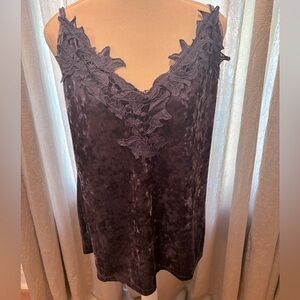 Elegant purple velvet Lace Trim camisole